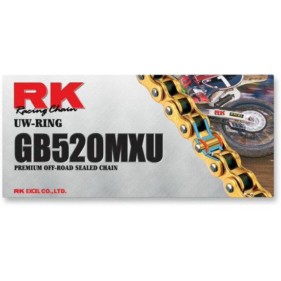 Αλυσίδα αυτολιπαινόμενη RK GB520MXU-118 σύνδεσμοι χρυσή