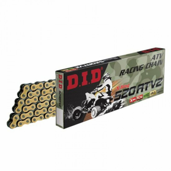 Αλυσίδα κίνησης μοτοσικλέτας DID 520 ATV GB Χρυσή Μαύρη με 106 σύνδεσμους