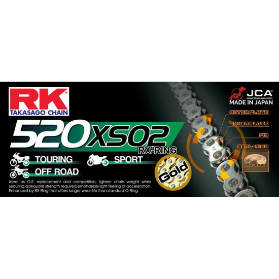 RK αλυσίδα κίνησης XSO GB520XSO2-100-C 520 XSO2 Chain x 100 μαύρο-χρυσό