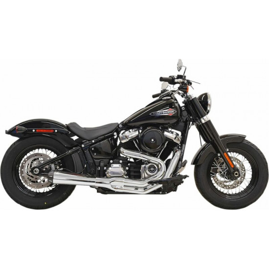 Bassani ολόσωμη εξάτμιση 2σε1 Road Rage Megaphone Short Upswept Wrap-around Rear Pipe Straight-Cut 1S52R για Harley Davidson FLSL 1750 ABS 18-20 χρώμιο