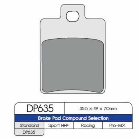 DP-Dunlopad μεταλλικά τακάκια DP635 για PIAGGIO MP3 300 LT I.E. 08-16 / PIAGGIO LIBERTY 50 4T 01-12 1 σετ για 1 δαγκάνα
