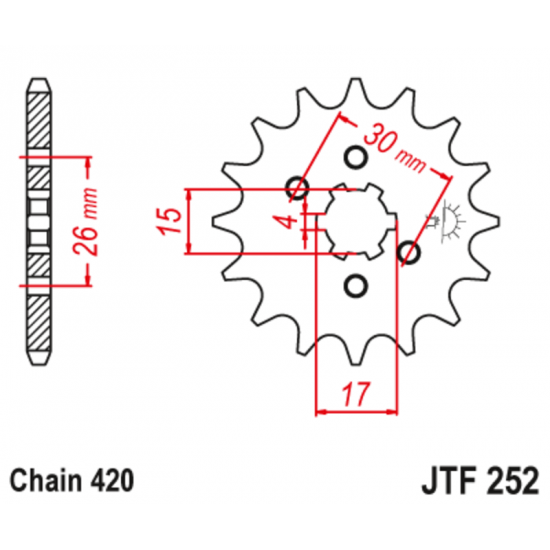 Εμπρόσθιο γρανάζι κίνησης μάρκας JT 12 δοντιών για Honda GLX 50 (91 98) - JTF252.12