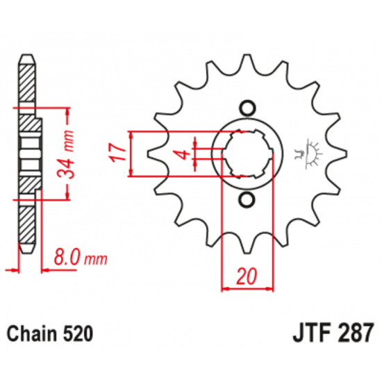Εμπρόσθιο γρανάζι κίνησης μάρκας JT 13 δοντιών για Honda CB 250 Two Fifty (92 02) - JTF287.13