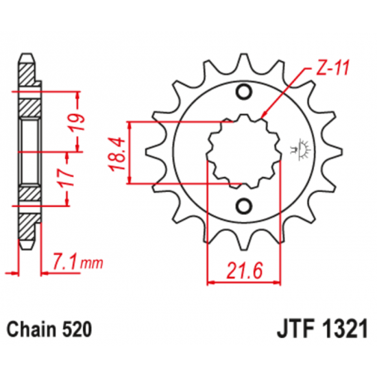 Εμπρόσθιο γρανάζι κίνησης μάρκας JT 13 δοντιών για Honda CBF 250 - JTF1321.13
