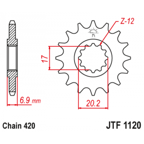 Εμπρόσθιο γρανάζι κίνησης μάρκας JT 14 δοντιών για Aprilia RS 50 - JTF1120.14