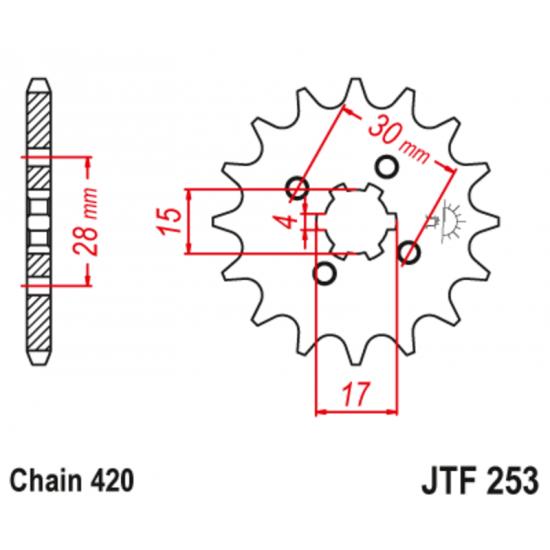 Εμπρόσθιο γρανάζι κίνησης μάρκας JT 14 δοντιών για Honda Innova 125 (02 04) - JTF253.14