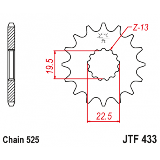 Εμπρόσθιο γρανάζι κίνησης μάρκας JT 14 δοντιών για Suzuki GSF Bandit 400 (90 95) - JTF433.14