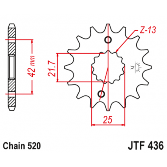 Εμπρόσθιο γρανάζι κίνησης μάρκας JT 14 δοντιών για Yamaha WR 450 F (03 04) - JTF436.14