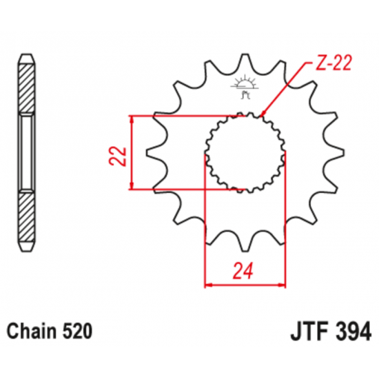 Εμπρόσθιο γρανάζι κίνησης μάρκας JT 15 δοντιών για Aprilia RS 125 (93 01) - JTF394.15