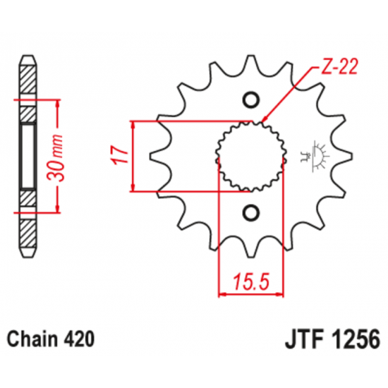 Εμπρόσθιο γρανάζι κίνησης μάρκας JT 15 δοντιών για Honda CR 80 - JTF1256.15