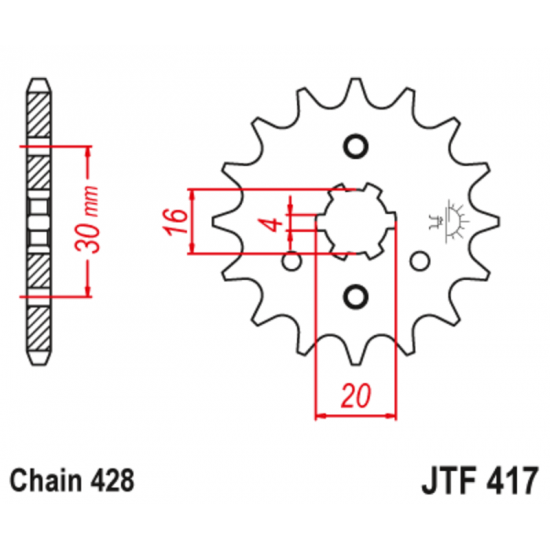 Εμπρόσθιο γρανάζι κίνησης μάρκας JT 15 δοντιών για Kawasaki KMX 200 (88 92) - JTF417.15