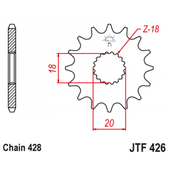Εμπρόσθιο γρανάζι κίνησης μάρκας JT 15 δοντιών για Suzuki DR 125 S (80 85) - JTF426.15