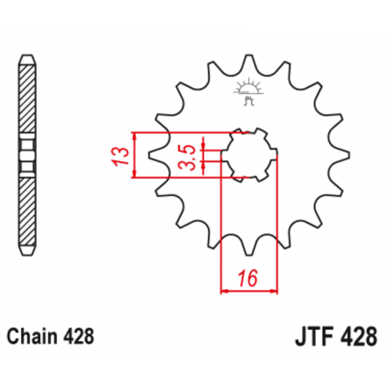 Εμπρόσθιο γρανάζι κίνησης μάρκας JT 15 δοντιών για Suzuki Shogun 110 - JTF428.15
