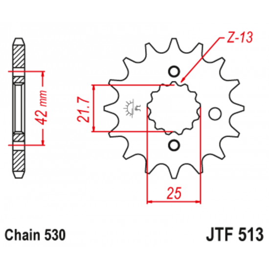 Εμπρόσθιο γρανάζι κίνησης μάρκας JT 15 δοντιών για Yamaha Fazer 600 (98 03) - JTF513.15