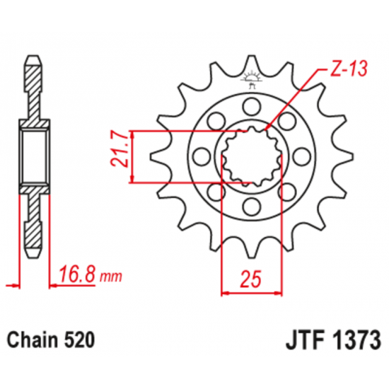 Εμπρόσθιο γρανάζι κίνησης μάρκας JT 16 δοντιών για Honda NCX - JTF1373.16