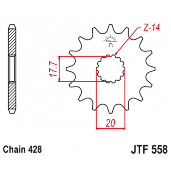 Εμπρόσθιο γρανάζι κίνησης μάρκας JT 16 δοντιών για Yamaha DT 125 R (88 03) - JTF558.16