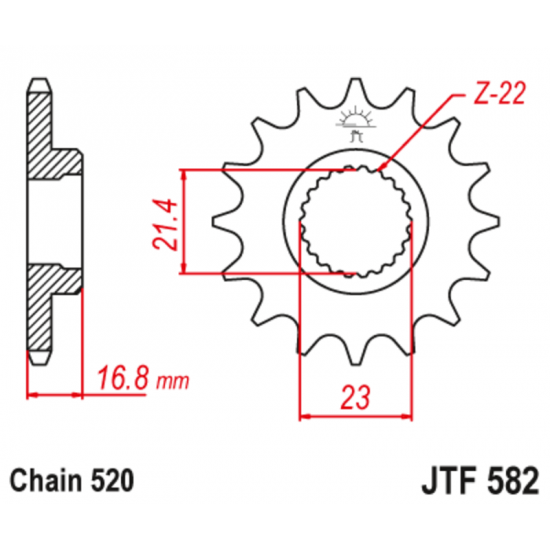 Εμπρόσθιο γρανάζι κίνησης μάρκας JT 16 δοντιών για Yamaha XJ 600 Diversion (92 03) - JTF582.16