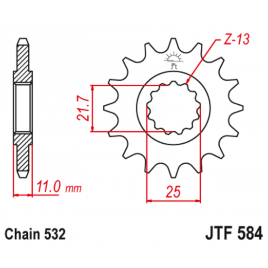 Εμπρόσθιο γρανάζι κίνησης μάρκας JT 17 δοντιών για Yamaha YZF R6 (99 04) - JTF584.17