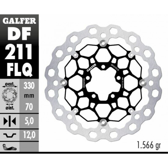 GALFER δισκόπλακα μαργαρίτα πλευστή 330mm DF211FLQ για KAWASAKI ZX-10 R 1000 SE ABS 18-20 / KAWASAKI ZX-10 RR 1000 ABS 17-23