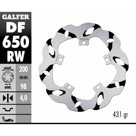 GALFER δισκόπλακα μαργαρίτα Wave® 200mm DF650RW για PIAGGIO FLY 50 4T 2V 05-19 / PIAGGIO FLY 50 2T 05-17