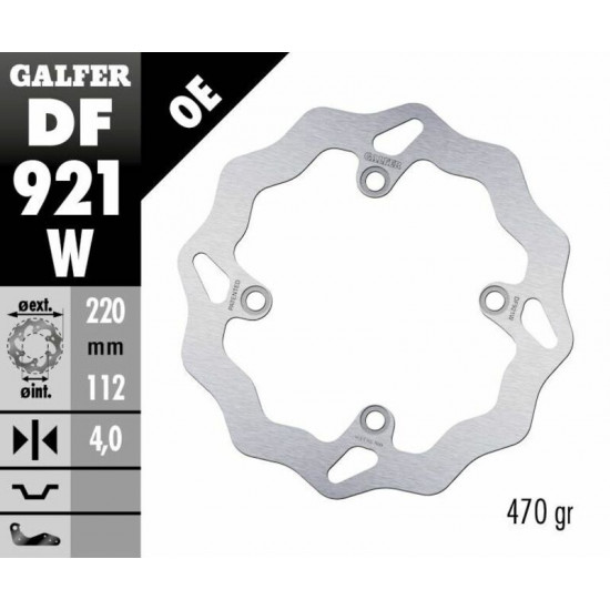 GALFER δισκόπλακα μαργαρίτα Wave® 220mm DF921W για SHERCO SEF-R 450 15-21 / SHERCO SE-R 250 14-22