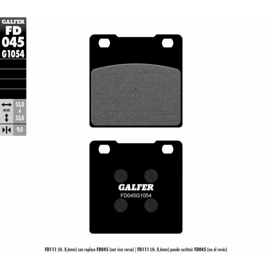 GALFER ημιμεταλλικά τακάκια FD045G1054 για SUZUKI GS 500 E 89-00 / SUZUKI GSX-R 400 R 90-99 1 σετ για 1 δαγκάνα
