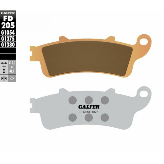 GALFER μεταλλικά τακάκια FD205G1375 για HONDA GL 1800 ABS 01-06 / KAWASAKI EN 650 ABS 15-16 1 σετ για 1 δαγκάνα