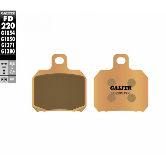 GALFER μεταλλικά τακάκια FD220G1380 για PIAGGIO BEVERLY 500 03-12 / DERBI GPR 50 RACING 04-08 1 σετ για 1 δαγκάνα
