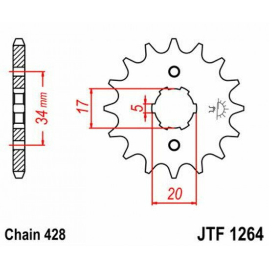 Γρανάζι κίνησης εμπρός JT 428 14 δόντια από ατσάλι - JTF1264.14