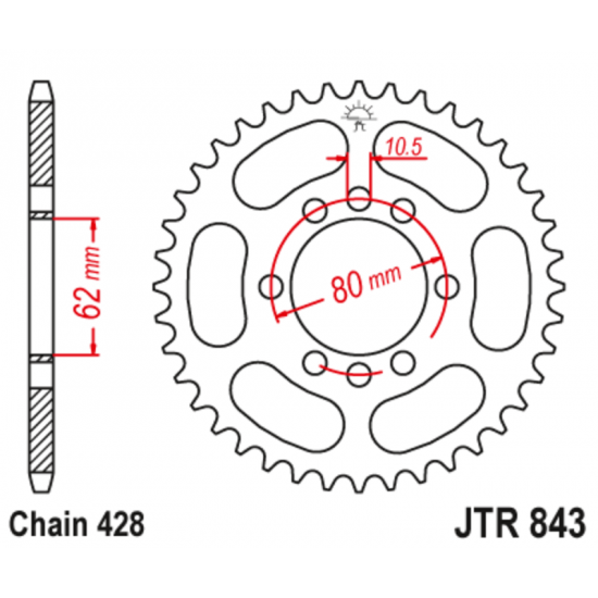 Γρανάζι κίνησης πίσω JT 428 48 δόντια από ατσάλι - JTR843.48