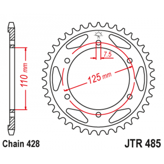 Γρανάζι κίνησης πίσω JT 428 βήμα 46 δόντια από ατσάλι - JTR485.46