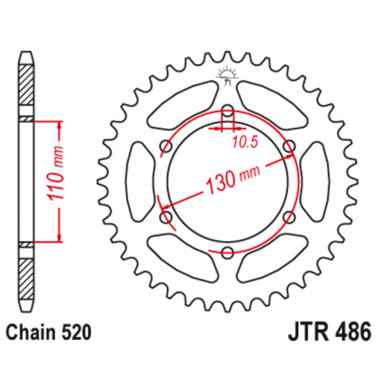 Γρανάζι κίνησης πίσω JT 520 βήμα 43 δόντια από ατσάλι μαύρο - JTR486.43ZBK