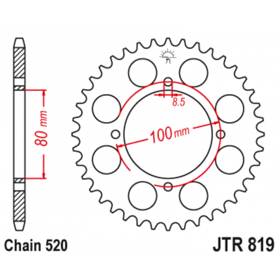 Γρανάζι κίνησης πίσω JT 520 βήμα 46 δόντια από ατσάλι - JTR819.46