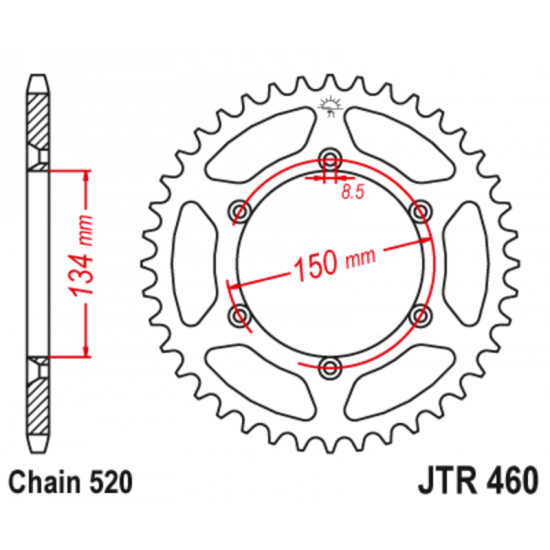 Γρανάζι κίνησης πίσω JT 520 βήμα 50 δόντια από ατσάλι αυτοκαθαριζόμενο - JTR460.50SC