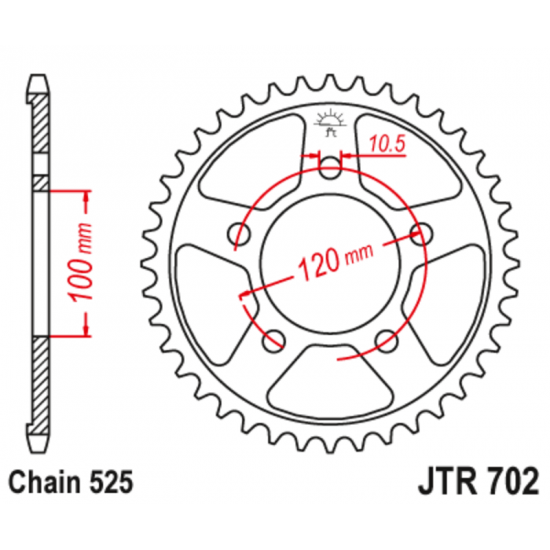 Γρανάζι κίνησης πίσω JT 525 46 δόντια από ατσάλι - JTR702.46