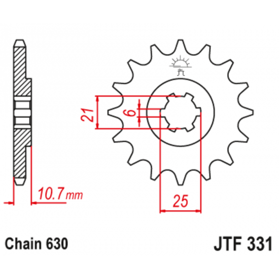 Μπροστινό γρανάζι μηχανής JT 15 δοντιών για Honda CB750 - JTF331.15