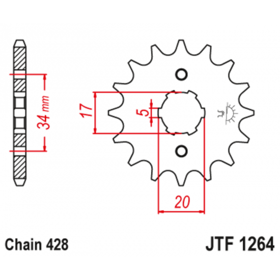 Μπροστινό γρανάζι μηχανής JT 16 δοντιών για Honda CBF125 - JTF1264.16