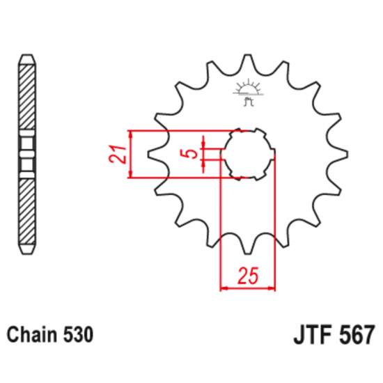 Μπροστινό γρανάζι μηχανής JT 17 δοντιών για Yamaha RZ250, XS250, XS400, RD250, 350 και 400 - JTF567.17