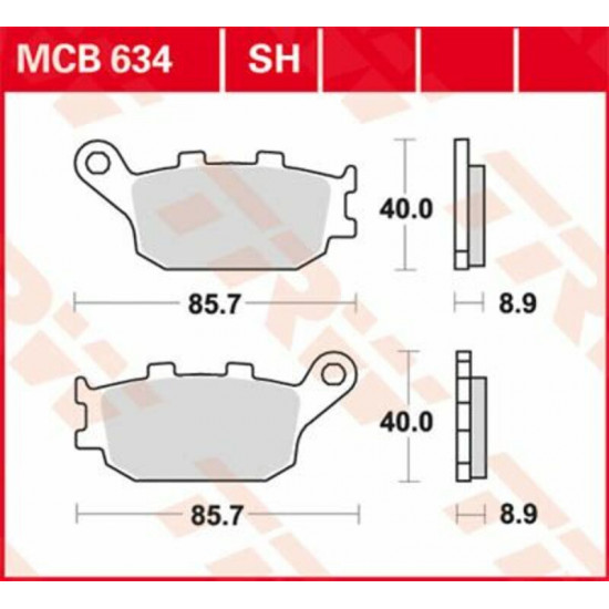 TRW οργανικά τακάκια MCB634 για SUZUKI DL 650 ABS 07-22 / YAMAHA MT-07 ABS 14-21 1 σετ για 1 δαγκάνα