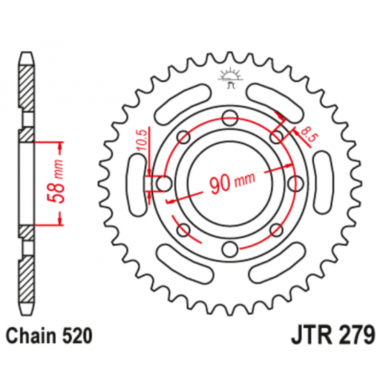 Πίσω γρανάζι κίνησης μάρκας JT 30 δοντιών για Honda Shadow 125 (99 04) - JTR279.30