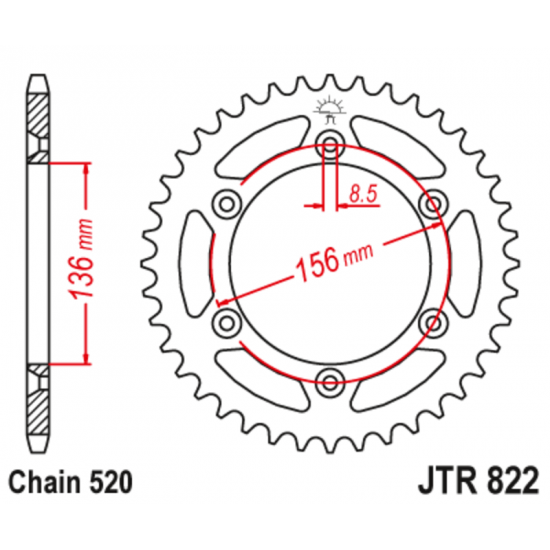 Πίσω γρανάζι κίνησης μάρκας JT 43 δοντιών για Husquarna TE 610 (00 04) - JTR822.43