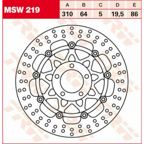 TRW δισκόπλακα στρογγυλή πλευστή 310mm MSW219 για SUZUKI GS 500 E 89-07 / SUZUKI GSF 1200 96-05
