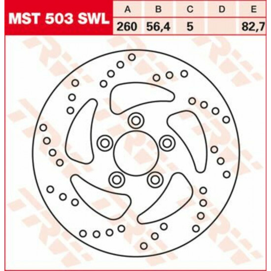 TRW δισκόπλακα στρογγυλή Swl 260mm MST503SWL για Harley Davidson XL 1200 C ABS 17-20 / Harley Davidson XL 1200 X ABS 14-20