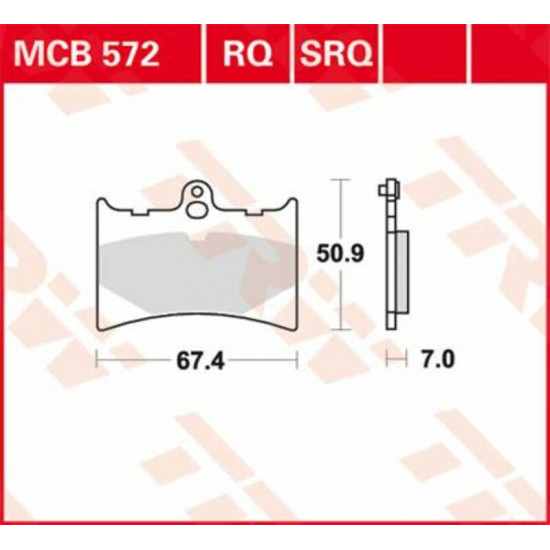 TRW κεραμικά τακάκια MCB572RQ για APRILIA RS 125 92-06 / APRILIA AF1 125 90-92 1 σετ για 1 δαγκάνα