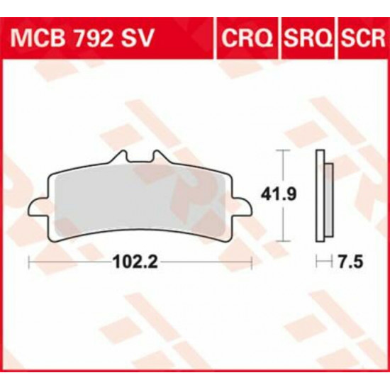 TRW κεραμικά τακάκια MCB792CRQ για KTM RC8 1190 R 09-15 / KAWASAKI ZX-10 R 1000 ABS 16-21 1 σετ για 1 δαγκάνα