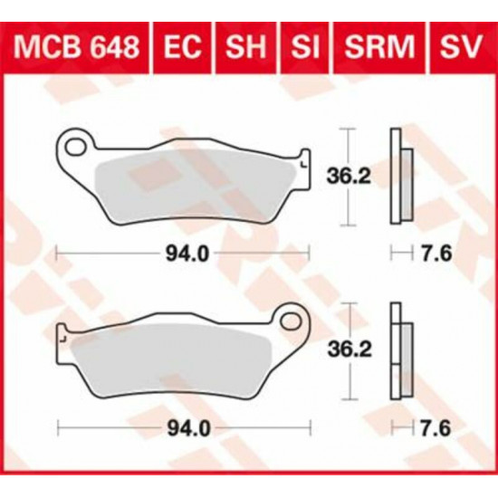 TRW μεταλλικά τακάκια MCB648RSI για KTM EXC 125 93-16 / KTM EXC 250 99-17 1 σετ για 1 δαγκάνα
