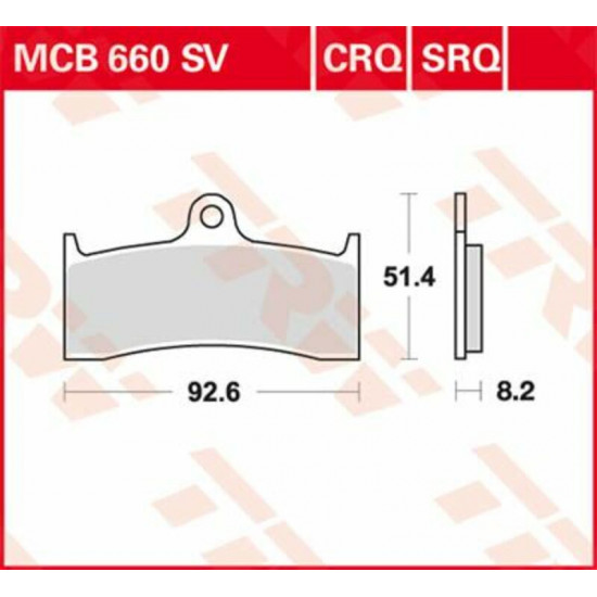 TRW μεταλλικά τακάκια MCB660SV για MV AGUSTA F4 1000 S 04-08 / MV AGUSTA F4 1000 S 1+1 04-08 1 σετ για 1 δαγκάνα