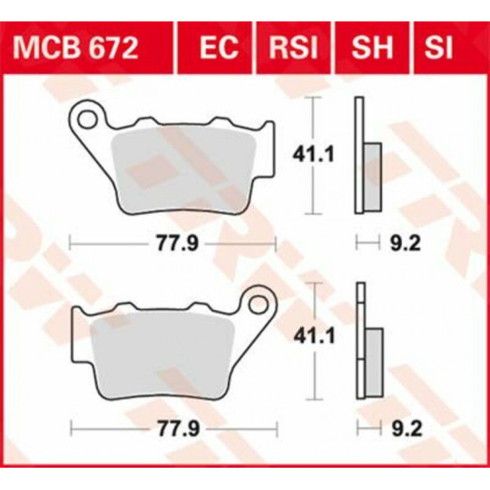 TRW μεταλλικά τακάκια MCB672SH για DUCATI SCRAMBLER 803 ABS 15-18 / BMW F 650 GS 00-12 1 σετ για 1 δαγκάνα