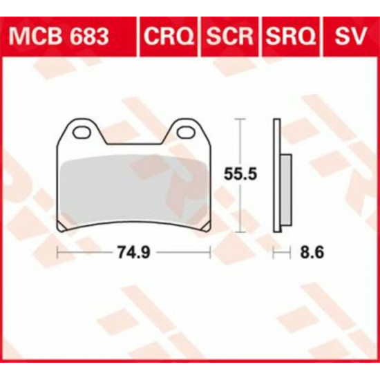 TRW μεταλλικά τακάκια MCB683CRQ για DUCATI MULTISTRADA 1200 S ABS 10-14 / BENELLI TREK 1130 07-16 1 σετ για 1 δαγκάνα
