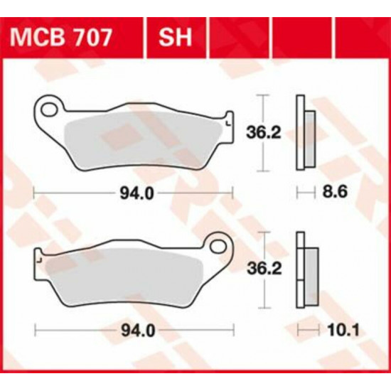 TRW μεταλλικά τακάκια MCB707SH για BMW R 1200 GS 04-12 / BMW R 1200 GS ABS 04-12 1 σετ για 1 δαγκάνα